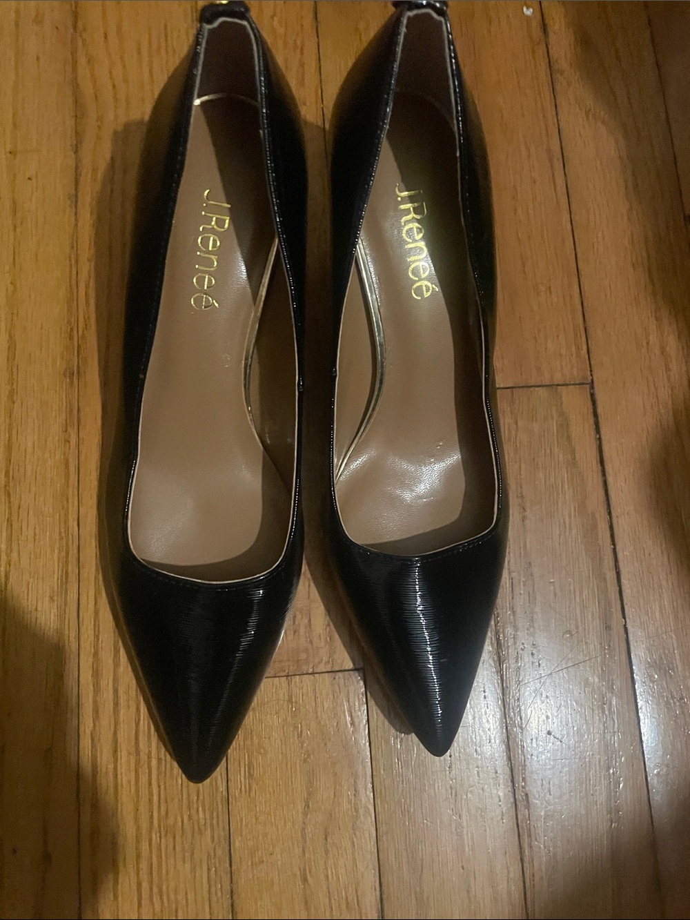 J.Renee Black Patent Pointed Toe Pumps